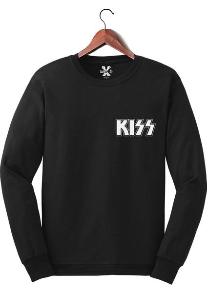 Kiss - Müzik Grubu Baskılı Siyah Sweat - Sweatshirt