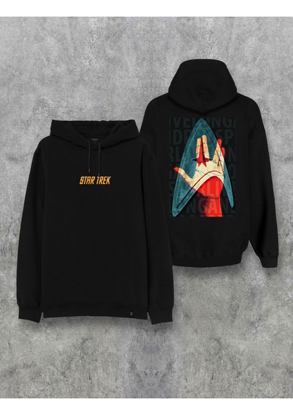 Star Trek Ön Arka Baskılı Kapşonlu Tasarım Hoodie