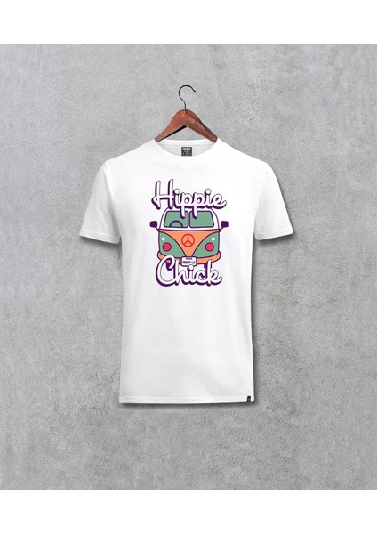 Hippi Hippie Tasarım Baskılı Beyaz Tişört