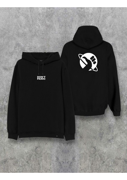 Don't Panic Galaksi Çift Taraf Baskılı Kapşonlu Tasarım Hoodie