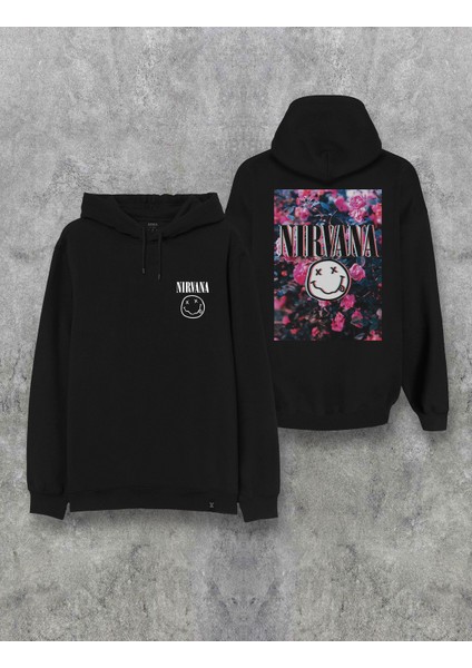Nirvana Çift Taraf Baskılı Kapşonlu Özel Tasarım Hoodie