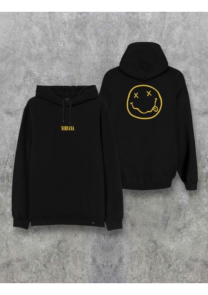 Nirvana Çift Taraf Tasarım Baskılı Kapşonlu Hoodie