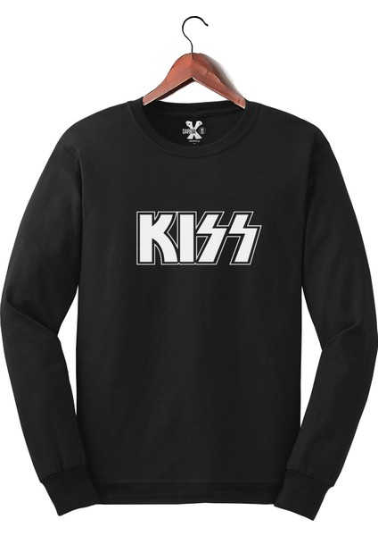 Kiss - Müzik Grubu Baskılı Siyah Sweat - Sweatshirt