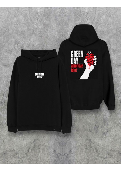Green Day Baskılı Kapşonlu Özel Tasarım Yazılı Hoodie