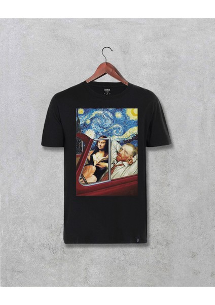 Van Gogh Mona Lisa Özel Tasarım Baskılı Tişört