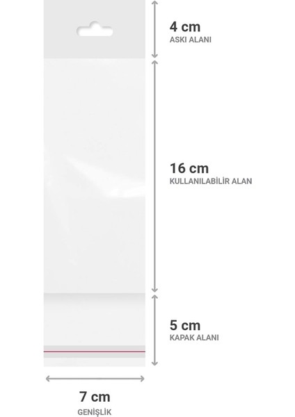 Askılı Bantlı Şeffaf Opp Torba 7 x 16 cm 500'lü fiyatları