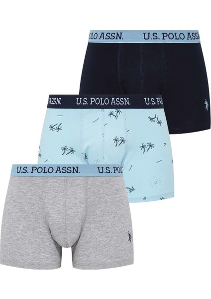 Erkek Turkuaz - Lacivert - Gri Melanj 3'lü Boxer 80446