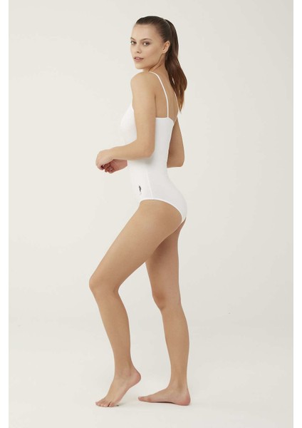 U.S. Polo Assn. Kadın Beyaz İp Askılı Çıtçıtlı Body 66287 modelleri