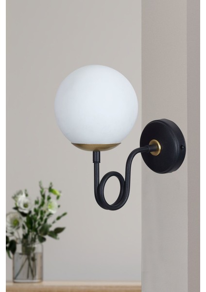 Gali Sarı-Siyah Metal Gövde Beyaz Camlı Tasarım Lüx Aplik