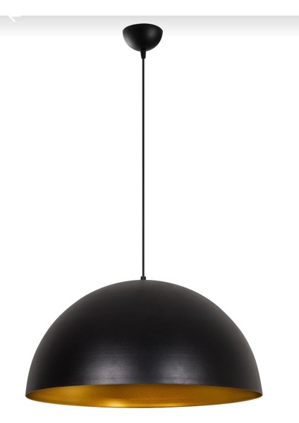 Rys Retro Metal Dekoratif Tekli Siyah Içi Gold Tekli Sarkıt Çap:40 cm
