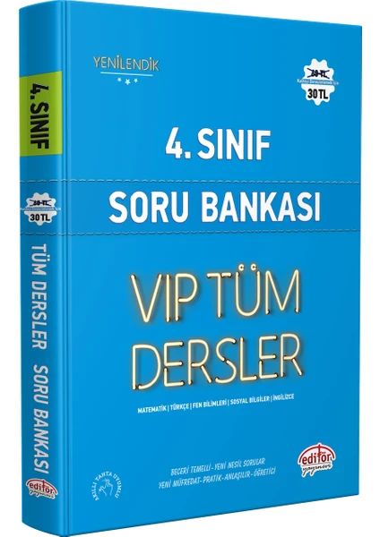 Editör Yayınları 4. Sınıf Vip Tüm Dersler Soru Bankası Mavi Kitap