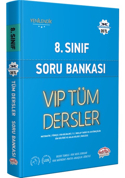 Editör Yayınları 8. Sınıf Vip Tüm Dersler Soru Bankası Mavi Kitap