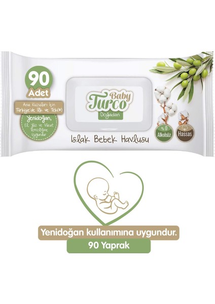Doğadan Yenidoğan Islak Bebek Havlusu 90 Yaprak