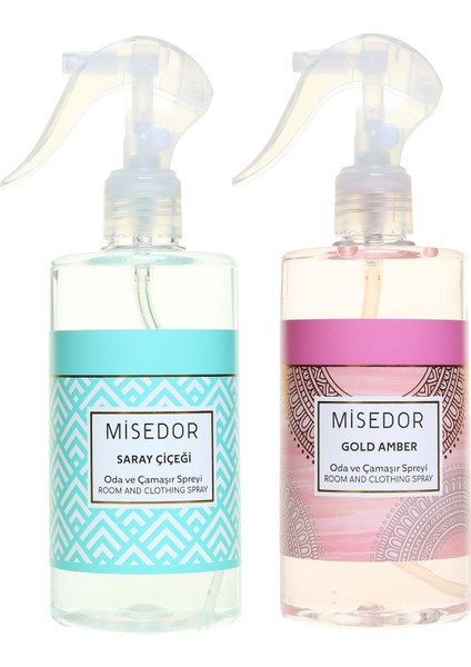 2 li Set Gold Amber ve Saray Çiçeği Oda Kokusu ve Çamaşır Spreyi 330 ml