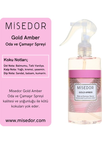 2 li Set Gold Amber ve Saray Çiçeği Oda Kokusu ve Çamaşır Spreyi 330 ml