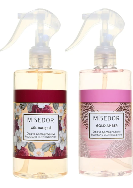 2 Li Set Gold Amber ve Gül Bahçesi Oda Kokusu ve Çamaşır Spreyi 330 ml