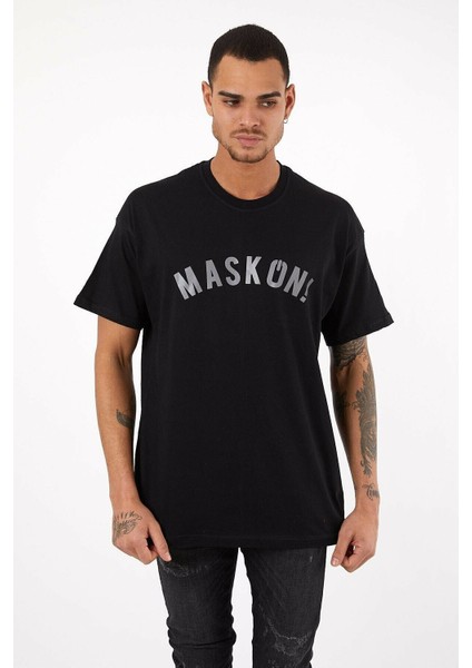 Twentyone Erkek Oversize Reflektör Baskılı T-Shirt
