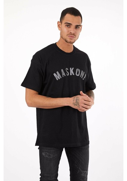 Twentyone Erkek Oversize Reflektör Baskılı T-Shirt
