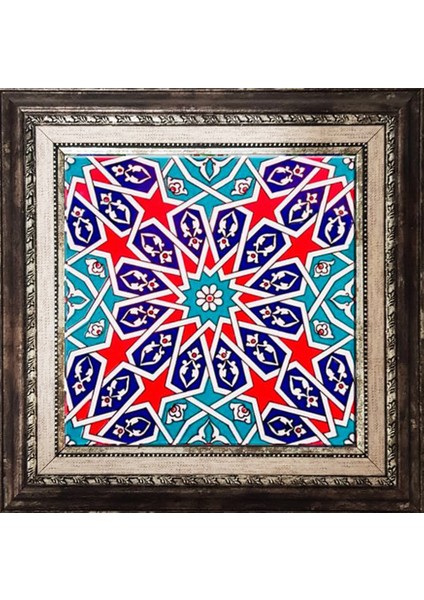 Armada Çini 20 x 20 cm Ac 28 Geometrik Desenli Iznik Kırmızı Çini Pano