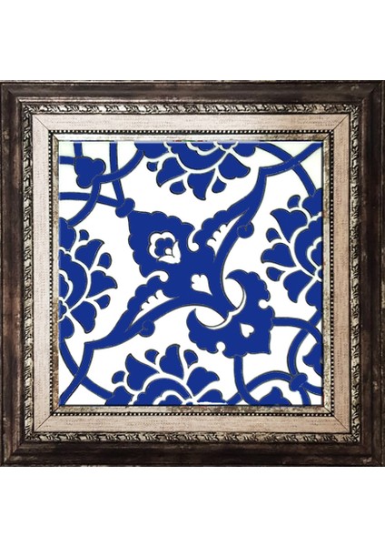 Armada Çini 20 x 20 cm Sp 83 Kobalt Beyaz Iznik Rumi Desenli Çini Pano