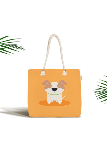 Çocuk Çantası - Köpek Desenli Dijital Baskılı Modern Kumaş Çanta
