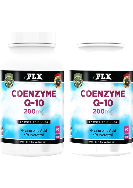 Koenzim Coenzyme Q-10 200 Mg Hyaluronik Asit Resveratrol ( 2 Kutu 90 Tablet )