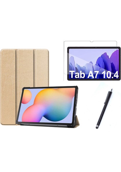 Samsung Galaxy Tab A7 T500 Uyumlu Smart Cover Tablet Kılıfı + Ekran Koruyucu + Kalem