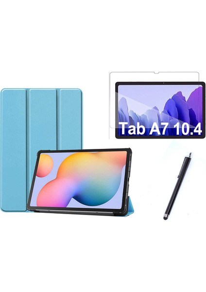 Samsung Galaxy Tab A7 T500 Uyumlu Smart Cover Tablet Kılıfı + Ekran Koruyucu + Kalem