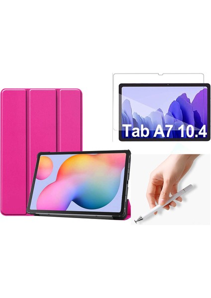 Samsung Galaxy Tab A7 T500 Uyumlu Smart Cover Tablet Kılıfı + Ekran Koruyucu + Disk Uçlu Dokunmatik Kalem