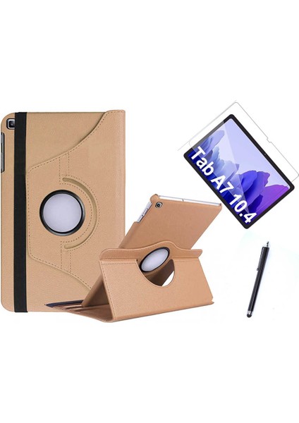 Samsung Galaxy Tab A7 T500 Uyumlu 360 Rotating Stand Deri Kılıf Seti