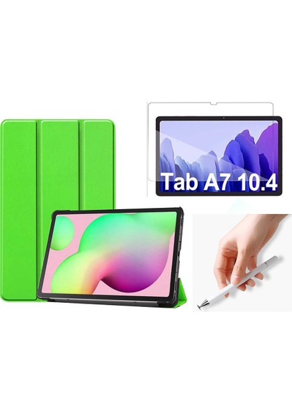 Samsung Galaxy Tab A7 T500 Uyumlu Smart Cover Tablet Kılıfı + Ekran Koruyucu + Disk Uçlu Dokunmatik Kalem