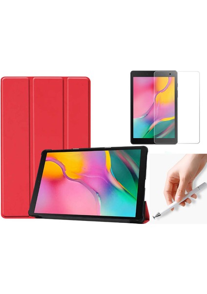 Samsung Galaxy Tab A 8" 2019 T290 Uyumlu Smart Tablet Kılıfı + Ekran Koruyucu + Disk Uçlu Dokunmatik Kalem