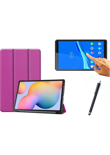 Lenovo M10 Fhd Plus (2. Nesil) TB-X606F 10.3 Uyumlu Smart Cover Tablet Kılıfı + Ekran Koruyucu + Kalem