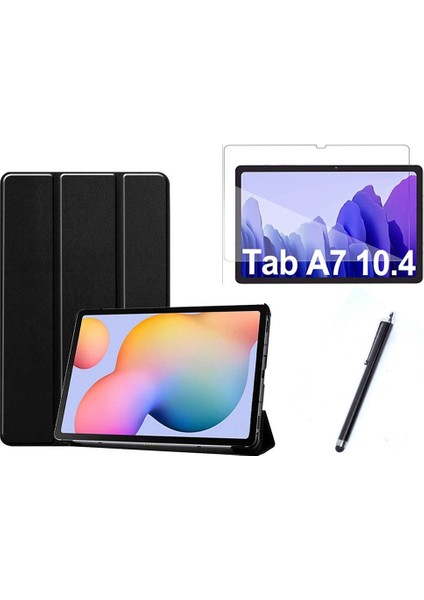 Samsung Galaxy Tab A7 T500 Uyumlu Smart Cover Tablet Kılıfı + Ekran Koruyucu + Kalem