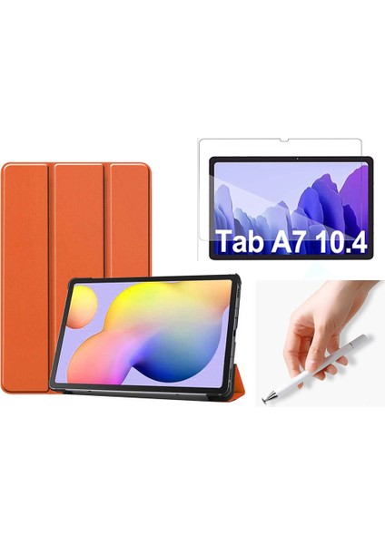Samsung Galaxy Tab A7 T500 Uyumlu Smart Cover Tablet Kılıfı + Ekran Koruyucu + Disk Uçlu Dokunmatik Kalem
