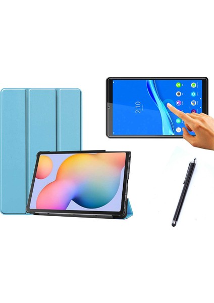 Lenovo M10 Fhd Plus (2. Nesil) TB-X606F 10.3 Uyumlu Smart Cover Tablet Kılıfı + Ekran Koruyucu + Kalem