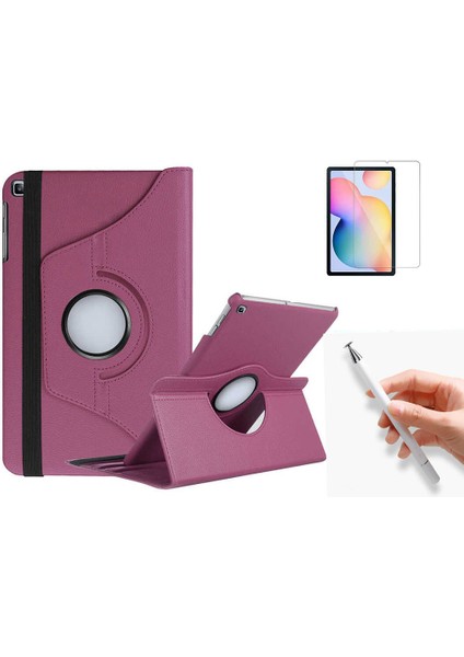Samsung Galaxy Tab S6 Lite P610 Uyumlu 360 Rotating Stand Deri Kılıf + Ekran Koruyucu + Dokunmatik Kalem