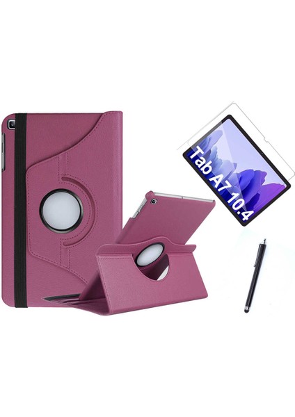 Samsung Galaxy Tab A7 T500 Uyumlu 360 Rotating Stand Deri Kılıf Seti