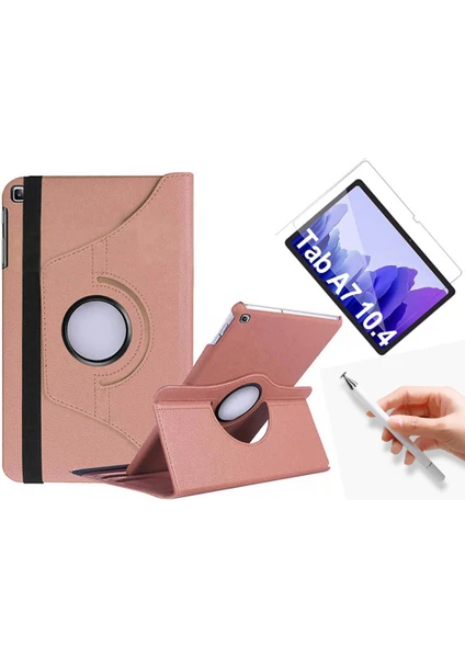 Nezih Case Samsung Galaxy Tab A7 T500 Uyumlu 360 Rotating Stand Deri Kılıf + Ekran Koruyucu + Dokunmatik Kalem