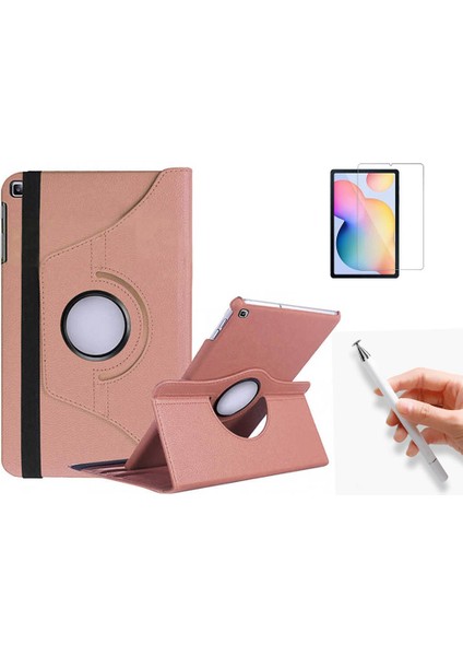Samsung Galaxy Tab S6 Lite P610 Uyumlu 360 Rotating Stand Deri Kılıf + Ekran Koruyucu + Dokunmatik Kalem