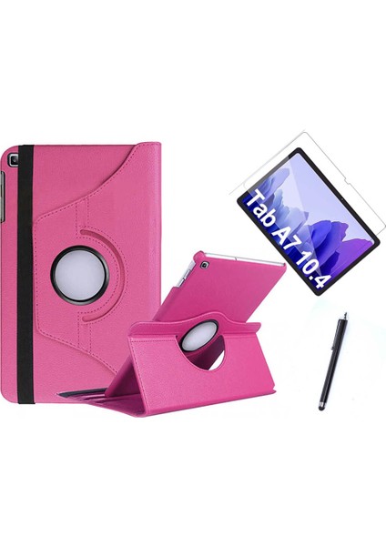 Samsung Galaxy Tab A7 T500 Uyumlu 360 Rotating Stand Deri Kılıf Seti