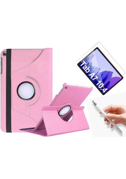 Samsung Galaxy Tab A7 T500 Uyumlu 360 Rotating Stand Deri Kılıf + Ekran Koruyucu + Dokunmatik Kalem