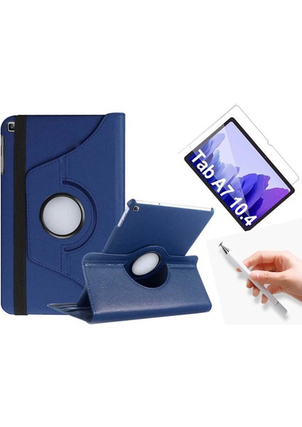 Samsung Galaxy Tab A7 T500 Uyumlu 360 Rotating Stand Deri Kılıf + Ekran Koruyucu + Dokunmatik Kalem