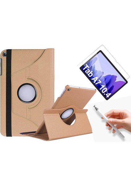 Samsung Galaxy Tab A7 T500 Uyumlu 360 Rotating Stand Deri Kılıf + Ekran Koruyucu + Dokunmatik Kalem