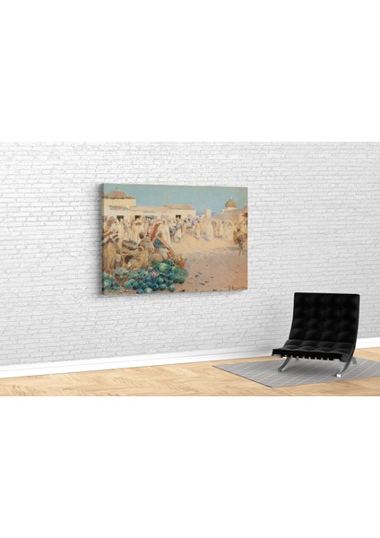 Gustavo Simoni- A Busy Market North Africa Kanvas Tablo