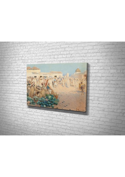 Gustavo Simoni- A Busy Market North Africa Kanvas Tablo modelleri