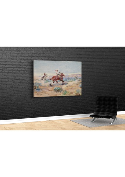Charles Marion Russell- Roping A Wolf Kanvas Tablo
