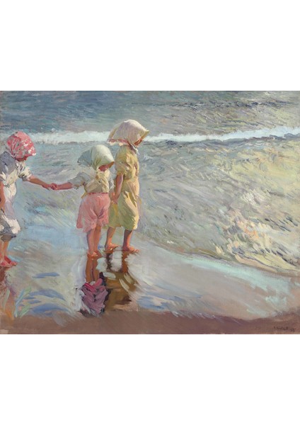Joaquin Soralla- Las Tres Hermanas En La Praya Kanvas Tablo