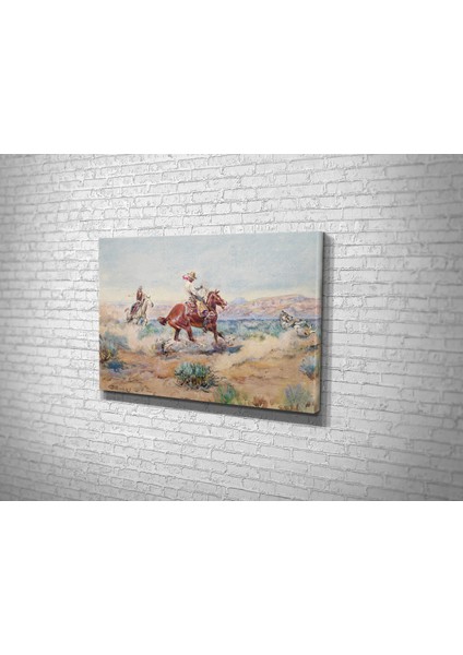 Charles Marion Russell- Roping A Wolf Kanvas Tablo fiyatları