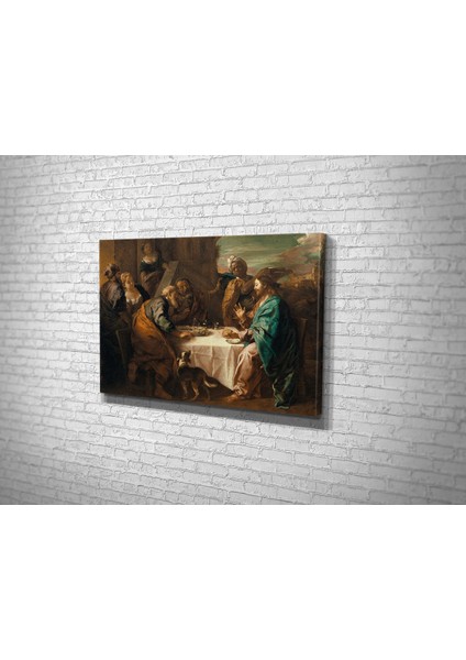 Charles De La Fosse- Le Christ Et Les Pelerins Demmaus Kanvas Tablo modelleri